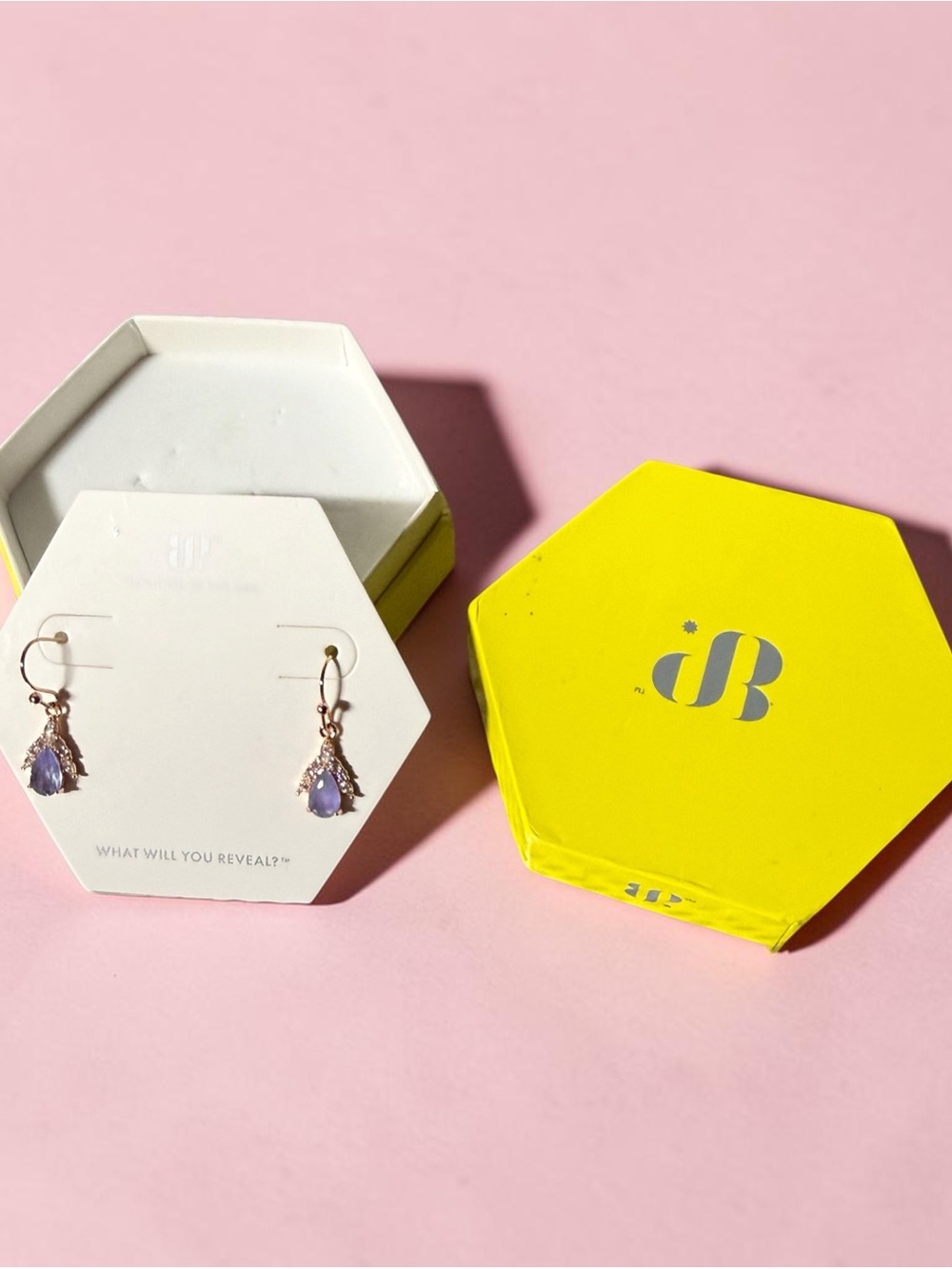 Bomb Party ‘Wings of Bliss” Teardrop Stone Drop Earrings in Rose Gold plating